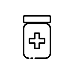 Medicine line icon. Reminder about pills, anti-pregnancy pills, antibiotic, treatment, illness, prescription, vitamins, anesthesia. Healthcare concept. Vector black line icon on a white background