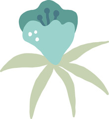 Beautiful png floral illustration with drawn flower. Stock clip art