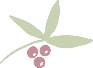 Beautiful png floral illustration with drawn flower. Stock clip art