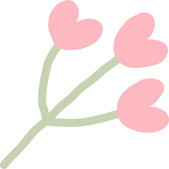 Beautiful png floral illustration with drawn flower. Stock clip art