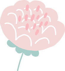 Beautiful png floral illustration with drawn flower. Stock clip art. Wedding rose