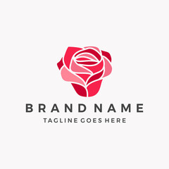 Fototapeta premium red rose logo, flower design vector icon illustration