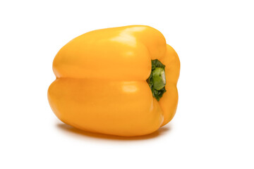 Yellow bell pepper isolated on white background.