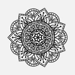 Circular pattern in form of mandala for Henna, tattoo, decoration. Decorative ornament in ethnic oriental style. Coloring book page.