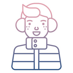 teenage boy wearing earmuffs