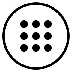 9, nine dots icon, menu nine dots circle icon 