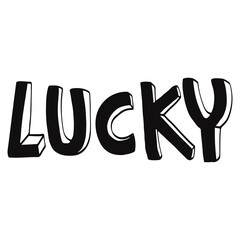 Lucky lettering hand drawn illustration in emo doodle design