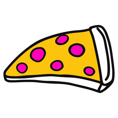 Pizza slice hand drawn illustration in emo doodle design