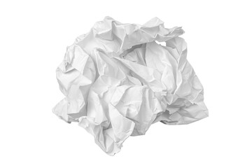 Crumpled paper isolated on white background. Wrinkled paper