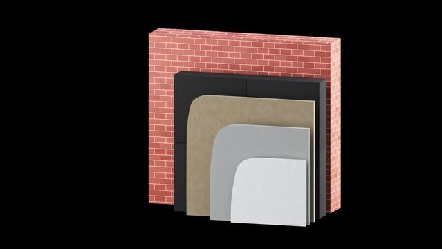 House brick walls insulation layers with alpha channel 