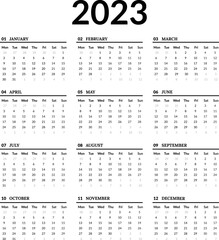 calendar for 2023, Calendar 2023 simple & clean design template, 2023 calendar, 2023 calendar template
