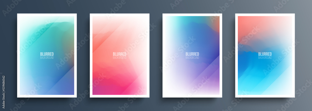 Aufkleber set of abstract blurred backgrounds with soft light color gradients and dynamic lines for your graph
