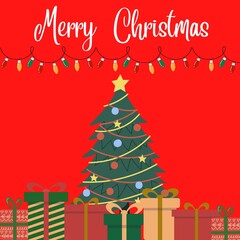 christmas card with christmas tree