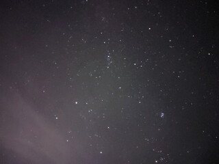 Bright night starry sky in the village