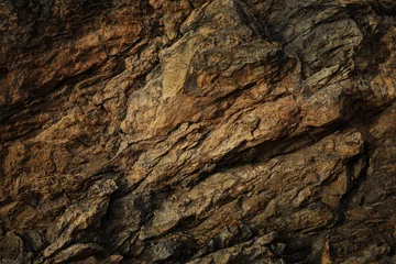 Fotobehang Dark red orange brown rock texture with cracks. Close-up. Rough mountain surface. Stone granite background for design. Nature. © Наталья Босяк