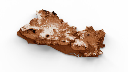 Map of El Salvador in old style, brown graphics in a retro style Vintage Style. High detailed 3d illustration