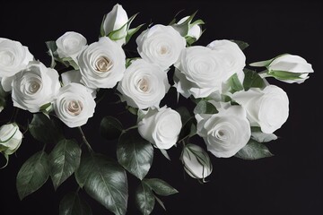 beautiful white roses isolated on background,3D rendering, raster illustration.
