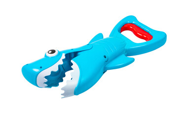 Plastic shark isolated on white background. Children's toy - shark.
