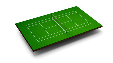 3d illustration of a tennis court with perspective