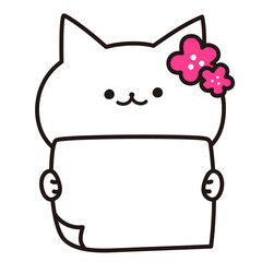 色加工ok　ねこ素材No.189 メッセージ_花飾り