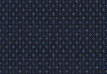 Fototapeta na wymiar Abstract geometric flower and leaf seamless pattern. Blue and gray element composition on dark blue background. For print block apparel textile ladies dress man shirt menswear fashion garment.