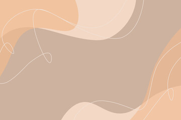 neutral colours empty card, brown, beige and orange background with curvy lines
