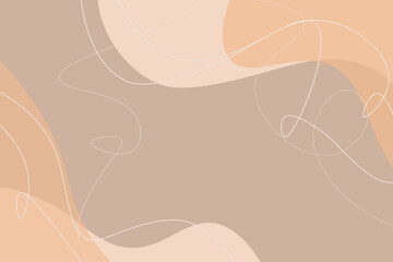 neutral colours empty card, brown, beige and orange background with curvy lines