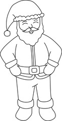 Santa claus cartoon character design in outline style. Merry christmas and happy new year. Vector illustration.