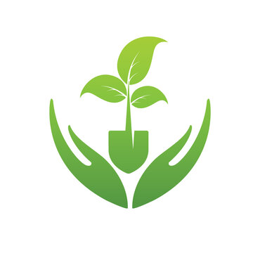 leaf spade nature Green garden environment template vector illustration. Agriculture icon design
