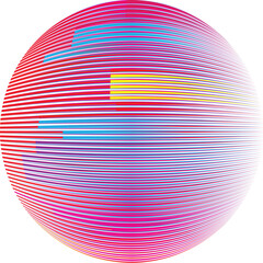 Glitch distorted sphere . Modern art design . Noise destroyed glitched circle . Trendy defect error background with  lines . Glitched artwork  .Hologram effect .vector 