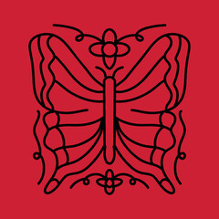 Classic Butterfly illustration Monoline Vector Logo, animal vintage badge, creative emblem Design For Tshirt