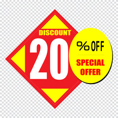 20 percent discount sign icon. Sale symbol. Special offer label