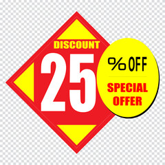 25 percent discount sign icon. Sale symbol. Special offer label