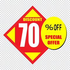 70 percent discount sign icon. Sale symbol. Special offer label