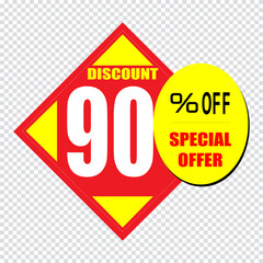 90 percent discount sign icon. Sale symbol. Special offer label