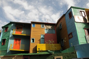 Colorful buildings' facades in La Boca. Buenos Aires, Argentina.