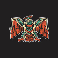 Fototapeta na wymiar aztec eagle hand drawn vector