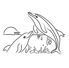 Color book fish vector sea words