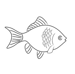 Color book fish vector sea words