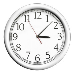 A traditional office wall clock isolated on a white background