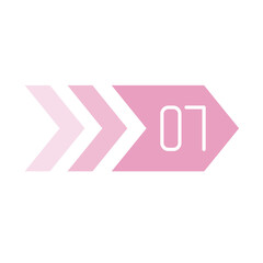 Number Info-graphic Bullet point 7, Arrow Shape number, Arrow Infographic Number.