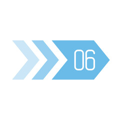Number Info-graphic Bullet point 6, Arrow Shape number, Arrow Infographic Number.
