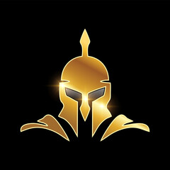 Golden Medieval Armor Helmet Vector Icon
