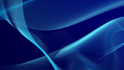 Abstract blue background with wave curve line and digital technology concept