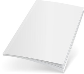Blank Flying Cover Of Magazine, Book, Booklet, Brochure. Illustration Isolated On White Background. Mock Up Template Ready For Your Design. Vector EPS10