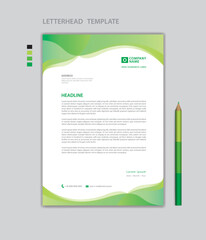 Letterhead template vector, minimalist style, printing design, business advertisement layout, Green concept background, simple letterhead template mock up, company letterhead design