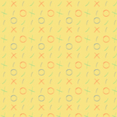 pattern of handwritten crosses and circles. Vector illustration