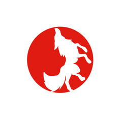 logo wolf in night and run