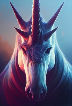 Fototapeta Hyper-realistic vertical illustration of a fantastic unicorn
