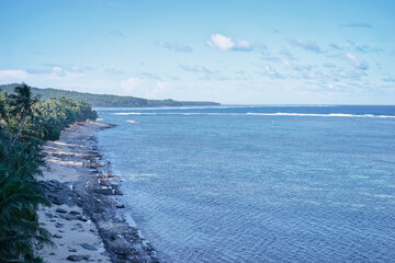 Beautiful landscape. Tropical ocean beach with palm trees.